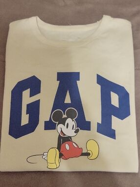 GAP Cream T-Shirt with Blue Logo & Mickey Mouse